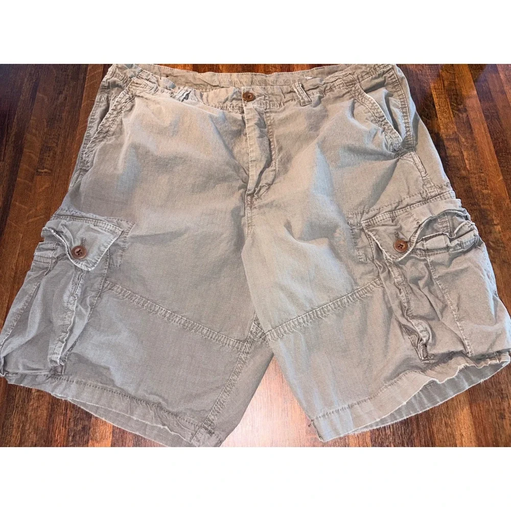 American Eagle Mens Next Level Flex Cargo Shorts Khaki Tan Size 38 Utility